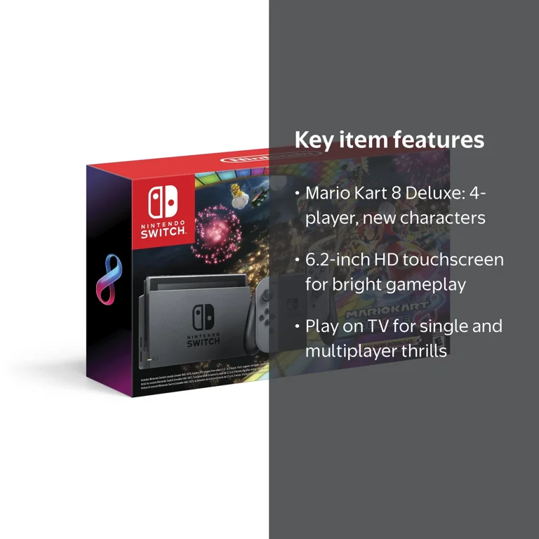 Nintendo, Nintendo Switch Bundle with Mario Kart 8 Deluxe, Gray