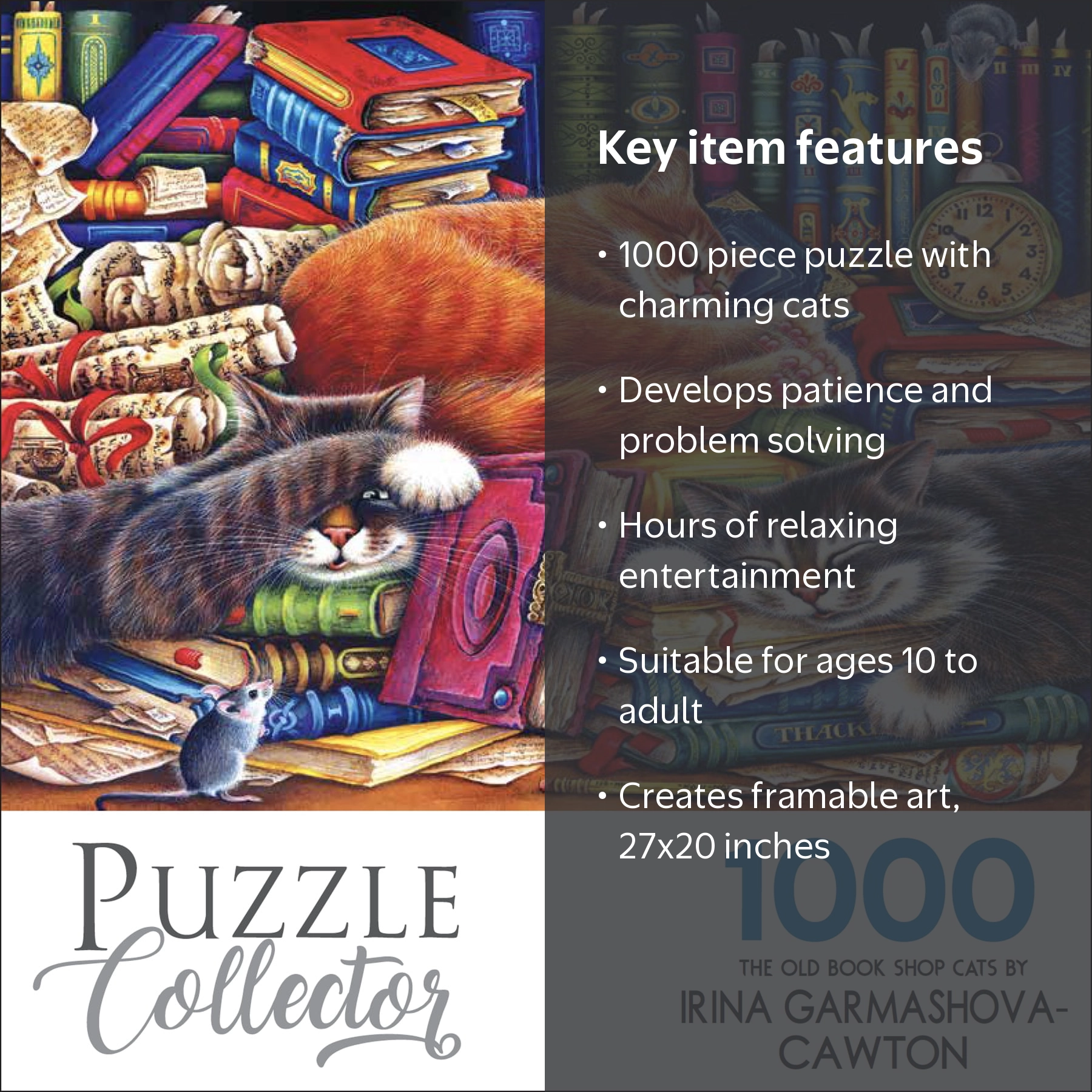Cra-Z-Art Puzzle Collector 1000-Piece The Old Book Shop Cats