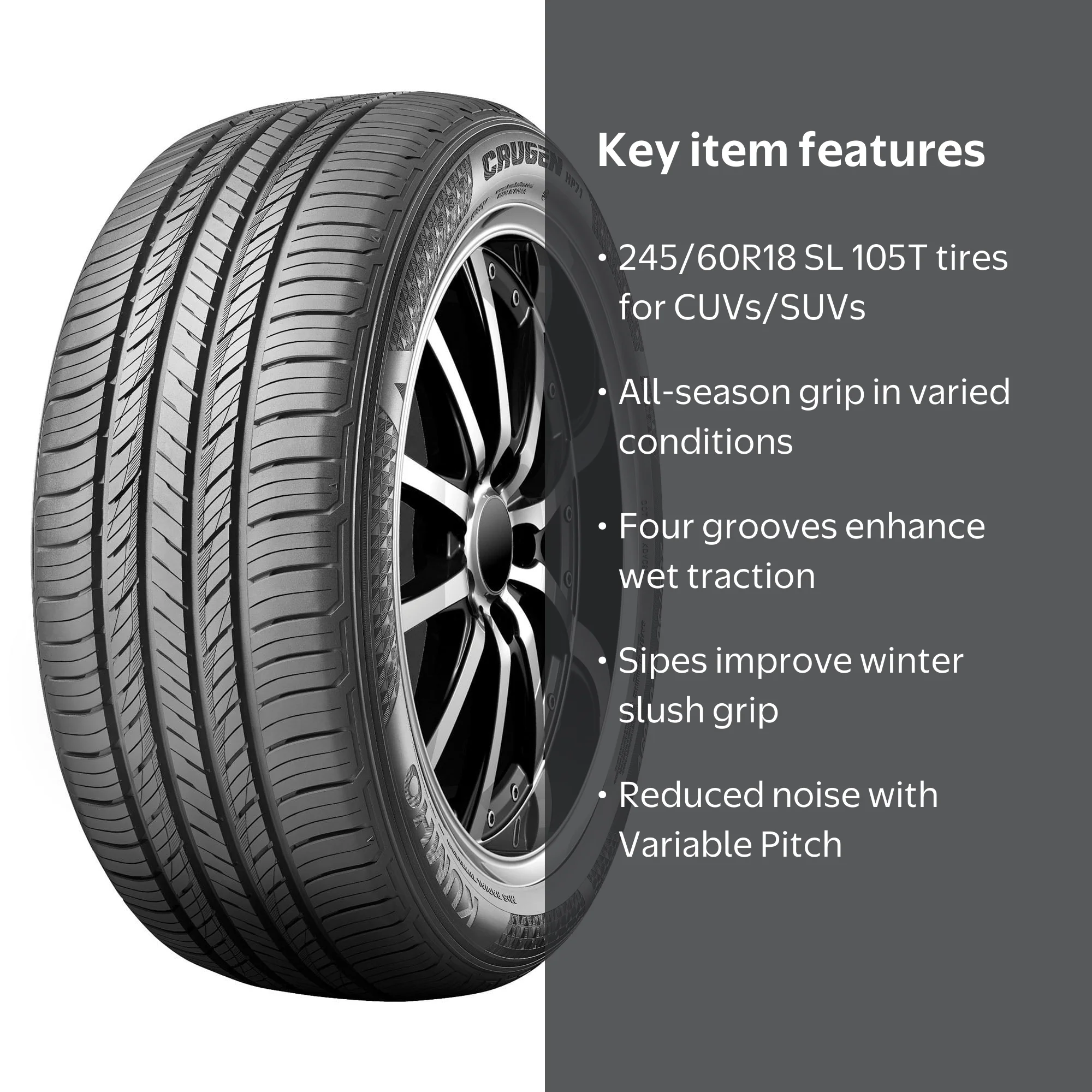 Kumho Crugen HP71 245/60R18 105T All-Season SUV/Crossover Tire