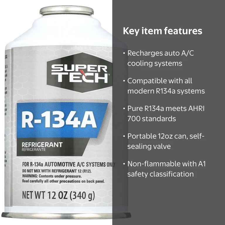 Super Tech R-134A Refrigerant, 12 oz, Automotive A/C Refrigerant