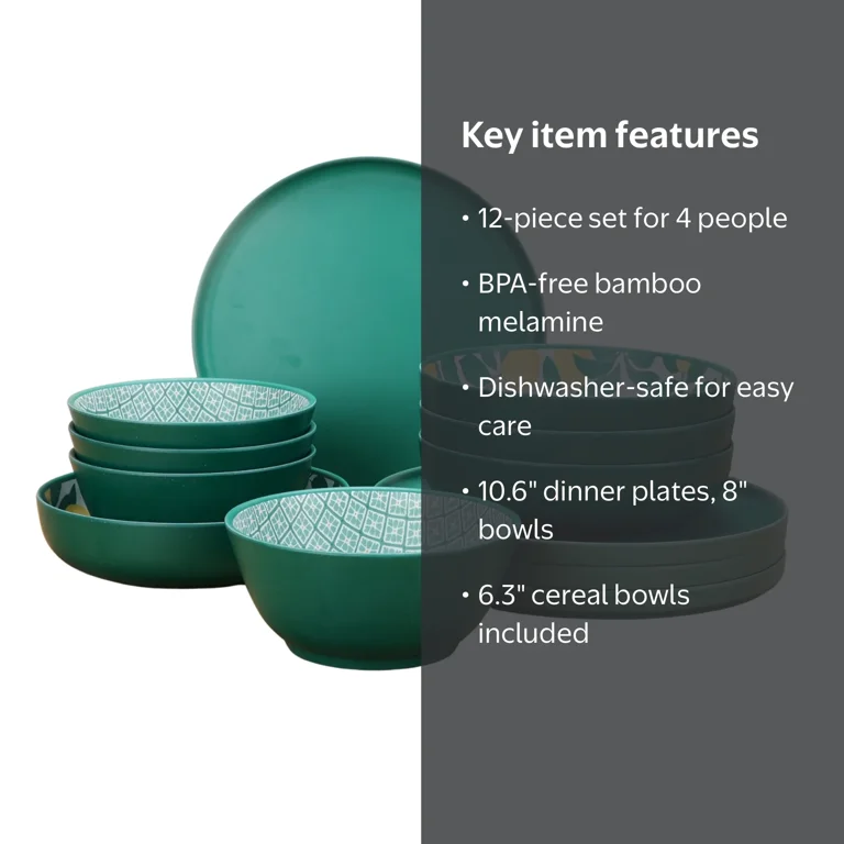Mainstays by Becky G. & Alejandra Bamboo Melamine 12-Piece