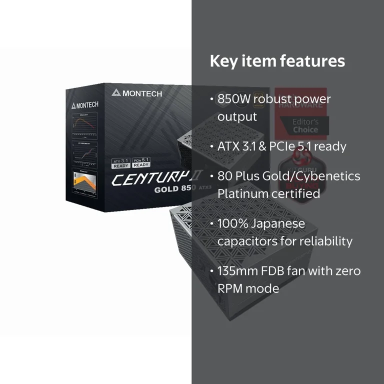 Montech, Century II Power Supply, 850W, Fully Modular - Walmart.com
