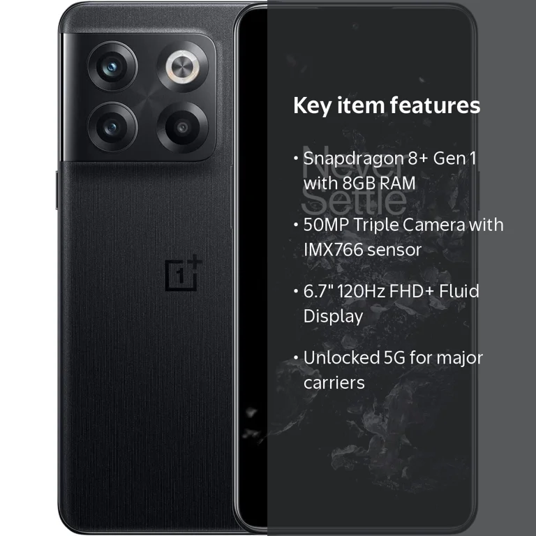 OnePlus 10T 5G, Unlocked, Moonstone Black, U.S Version, 8GB+128GB