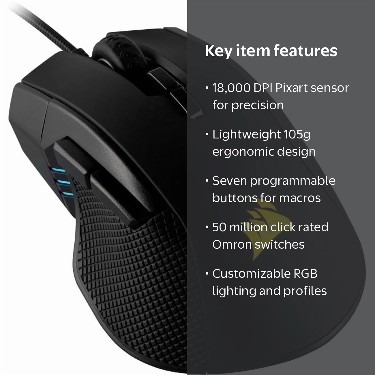 CORSAIR IRONCLAW RGB FPS/MOBA Gaming Mouse: PC Gaming - Walmart.com