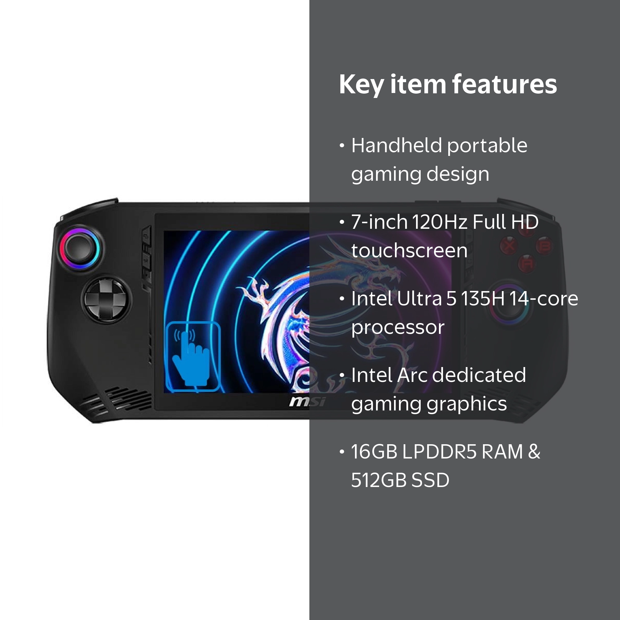 MSI Claw A1M Handheld Gaming Device 7in 120 Hz Touch FHD (14-Core
