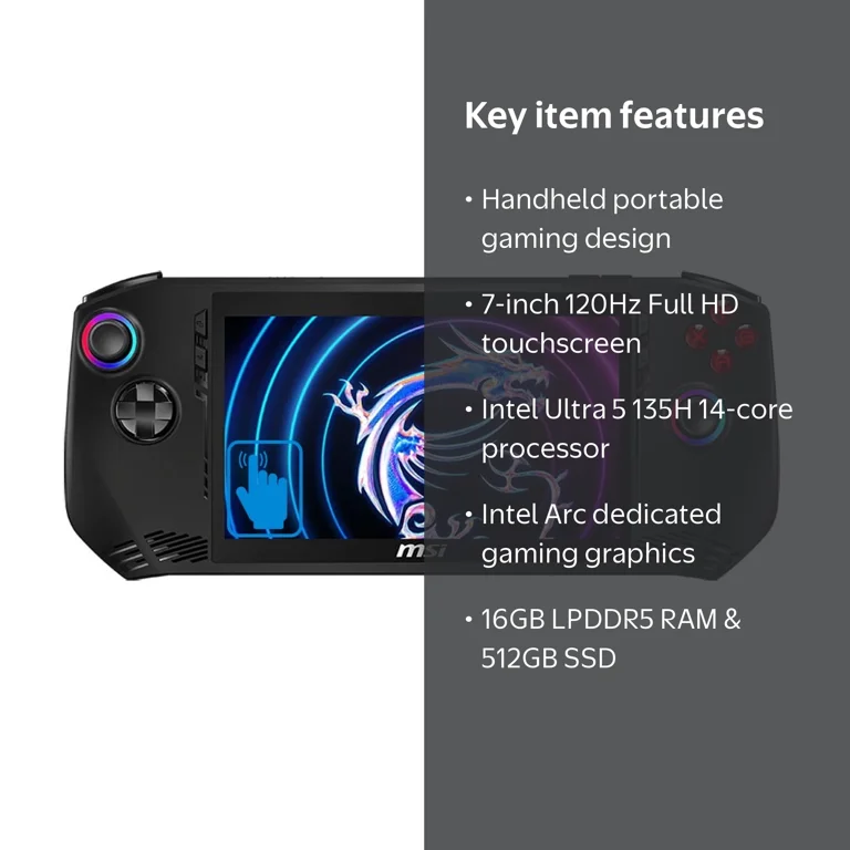MSI Claw A1M Handheld Gaming Device 7in 120 Hz Touch FHD (14-Core