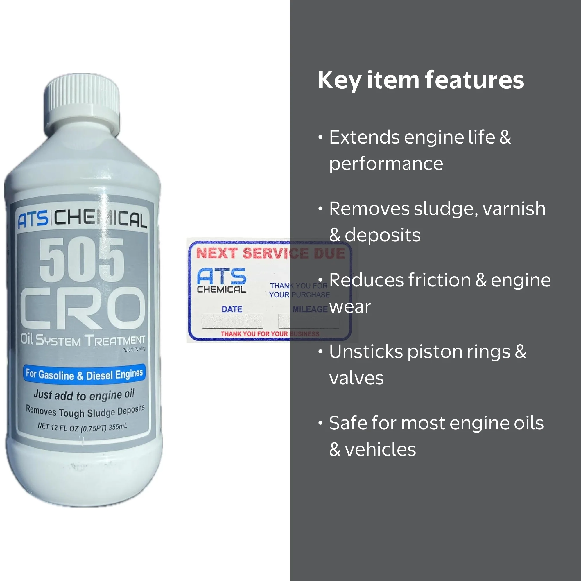 ATS Chemical, 505 CRO Oil System Treatment, 12 FL OZ, Automotive