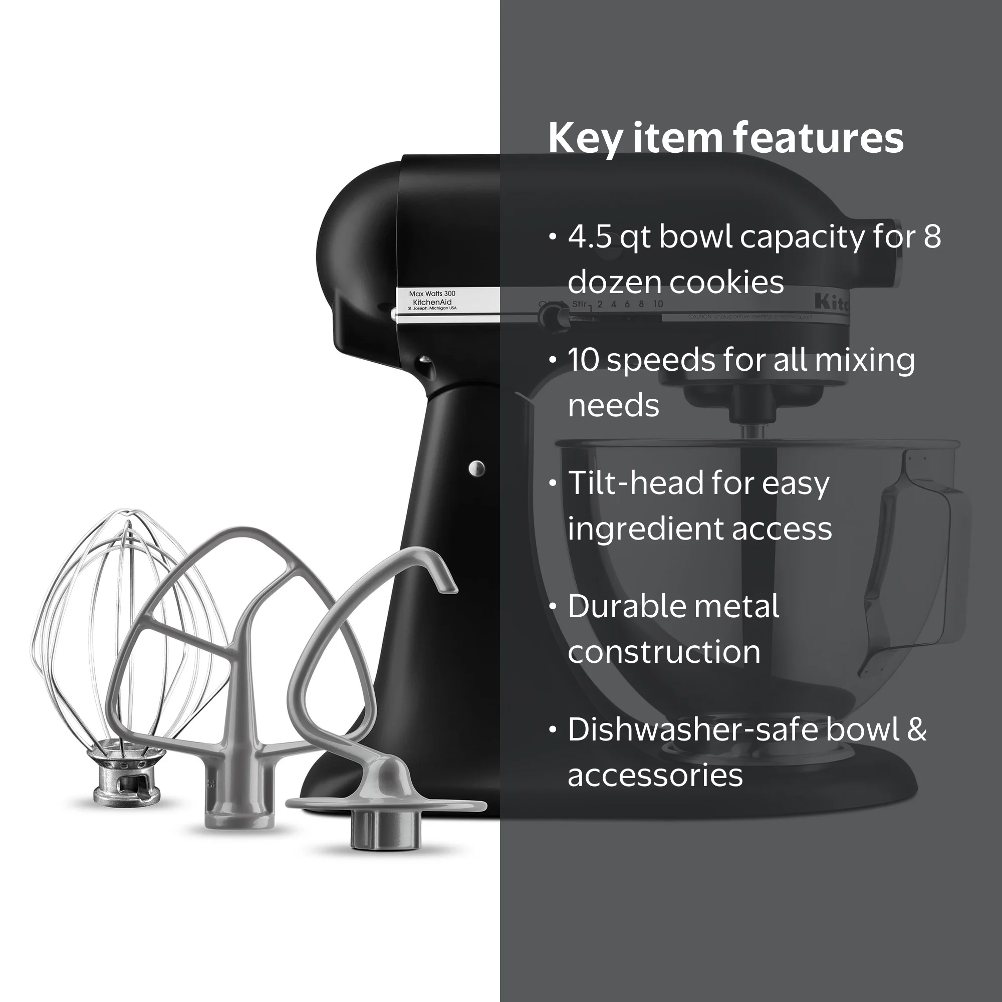 KitchenAid Deluxe 4.5 Quart Tilt-Head Stand Mixer, 10 Speeds