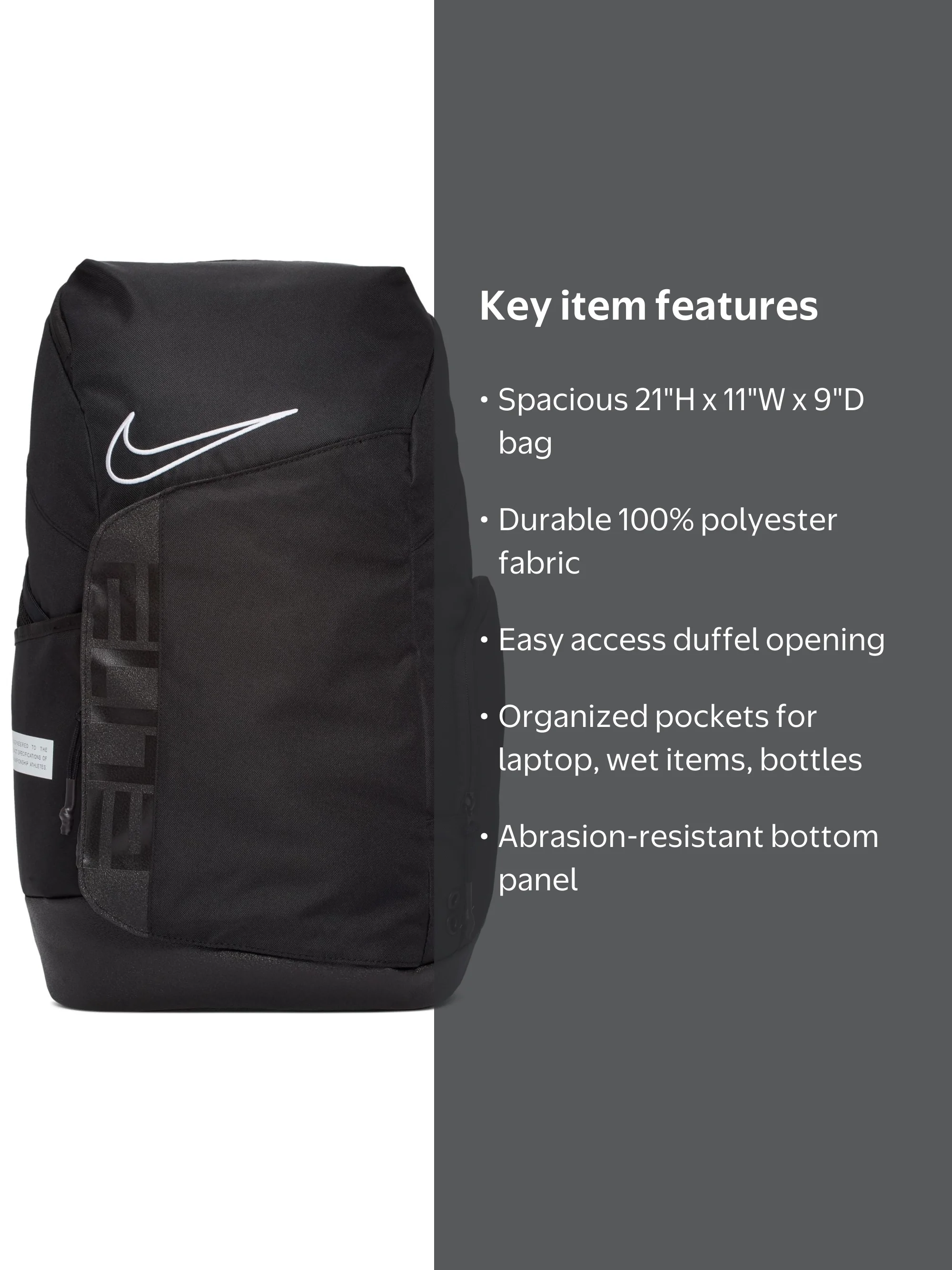 Nike Elite Pro Basketball Bookbag BA6164, Durable Polyester, One
