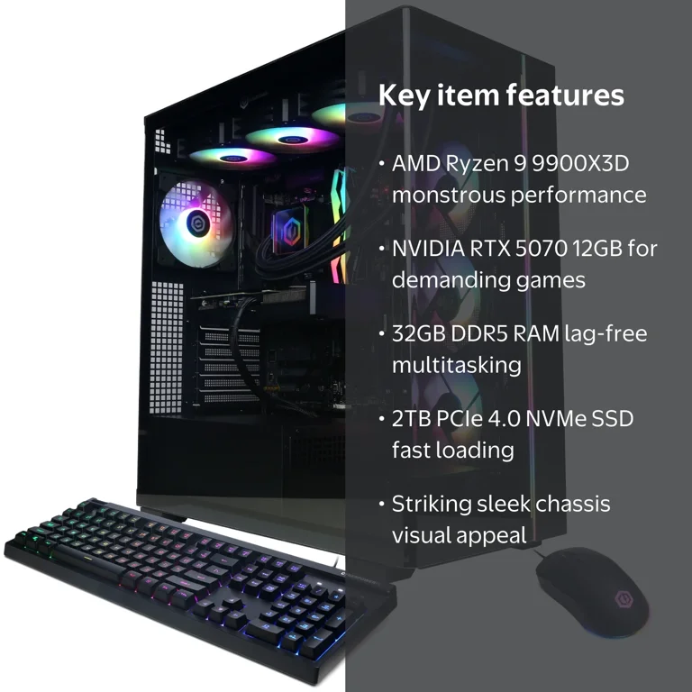 CyberPowerPC Gamer Supreme Gaming PC, AMD Ryzen 9 9900X3D, NVIDIA