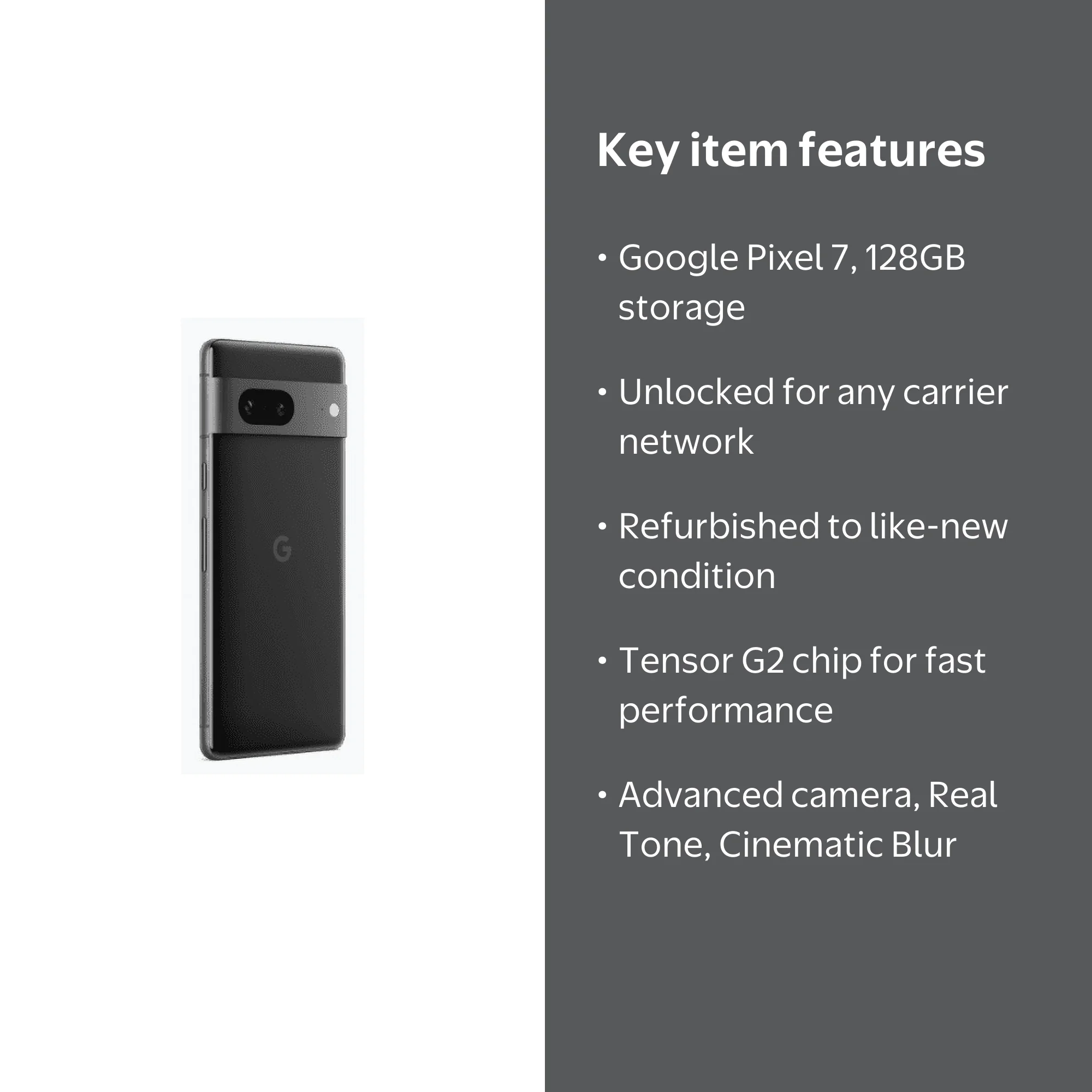 Google Pixel7 ブラック 128 GB Google Pixel 7 128GB Unlocked, Refurbished, Tensor G2, Advanced