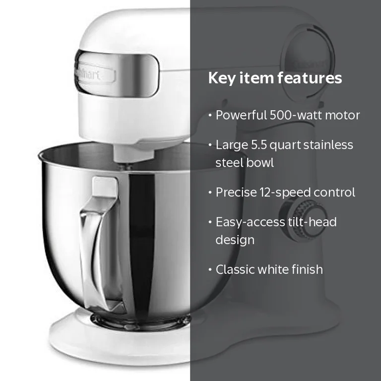 Cuisinart, Stand Mixer, SM-50, 12 Speed 5.5 Qt Stainless Steel