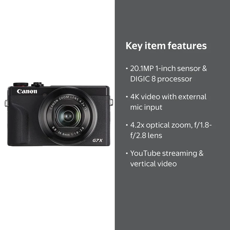 Canon PowerShot G7 x Mark III 20.2MP 4K Digital Camera 4.2x