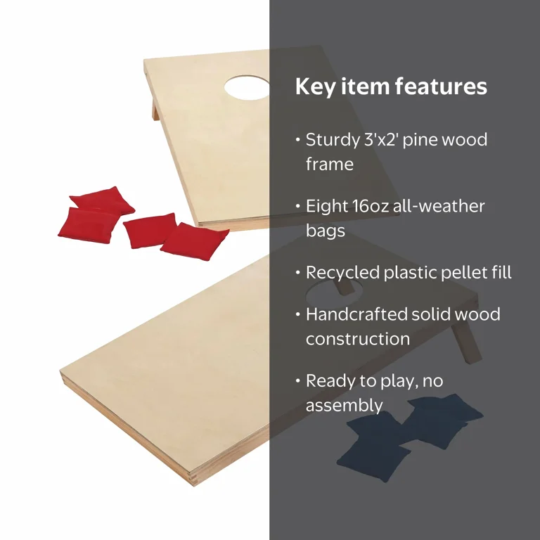 Solid Wood Cornhole Set with All-Weather Bean Bags - Walmart.com