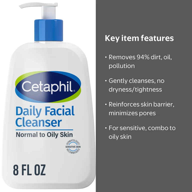 Cetaphil, Daily Facial Cleanser, 8 oz, for Sensitive Skin