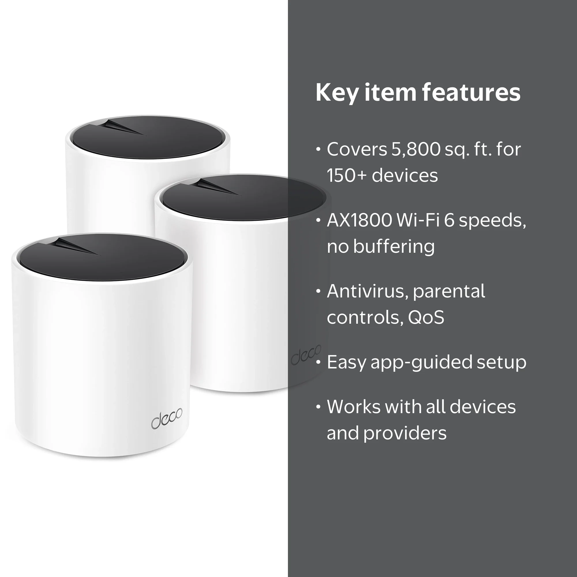 TP-Link Deco X25 AX1800 Wi-Fi 6 Mesh 3pk, Indoor up to 5,800 sq ft