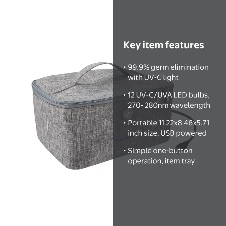 iLive Large UV Sanitizer Travel Bag, IAA700G, Gray - Walmart.com