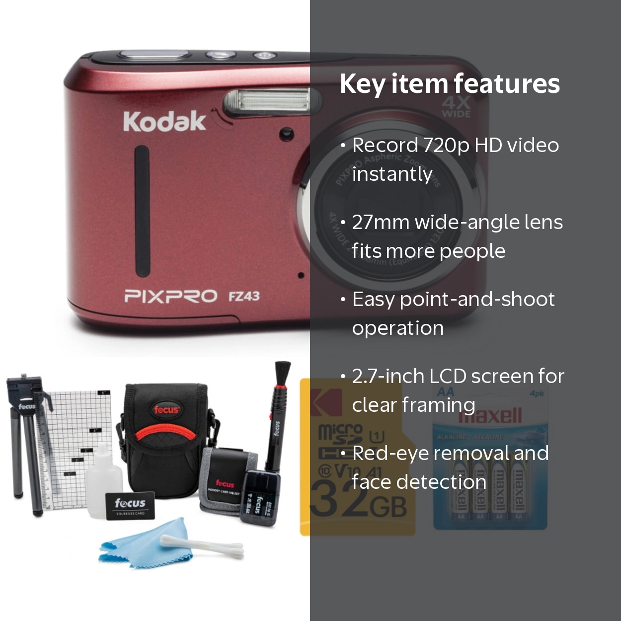 Kodak PIXPRO FZ43 Point Shoot Compact Friendly Zoom Digital Camera