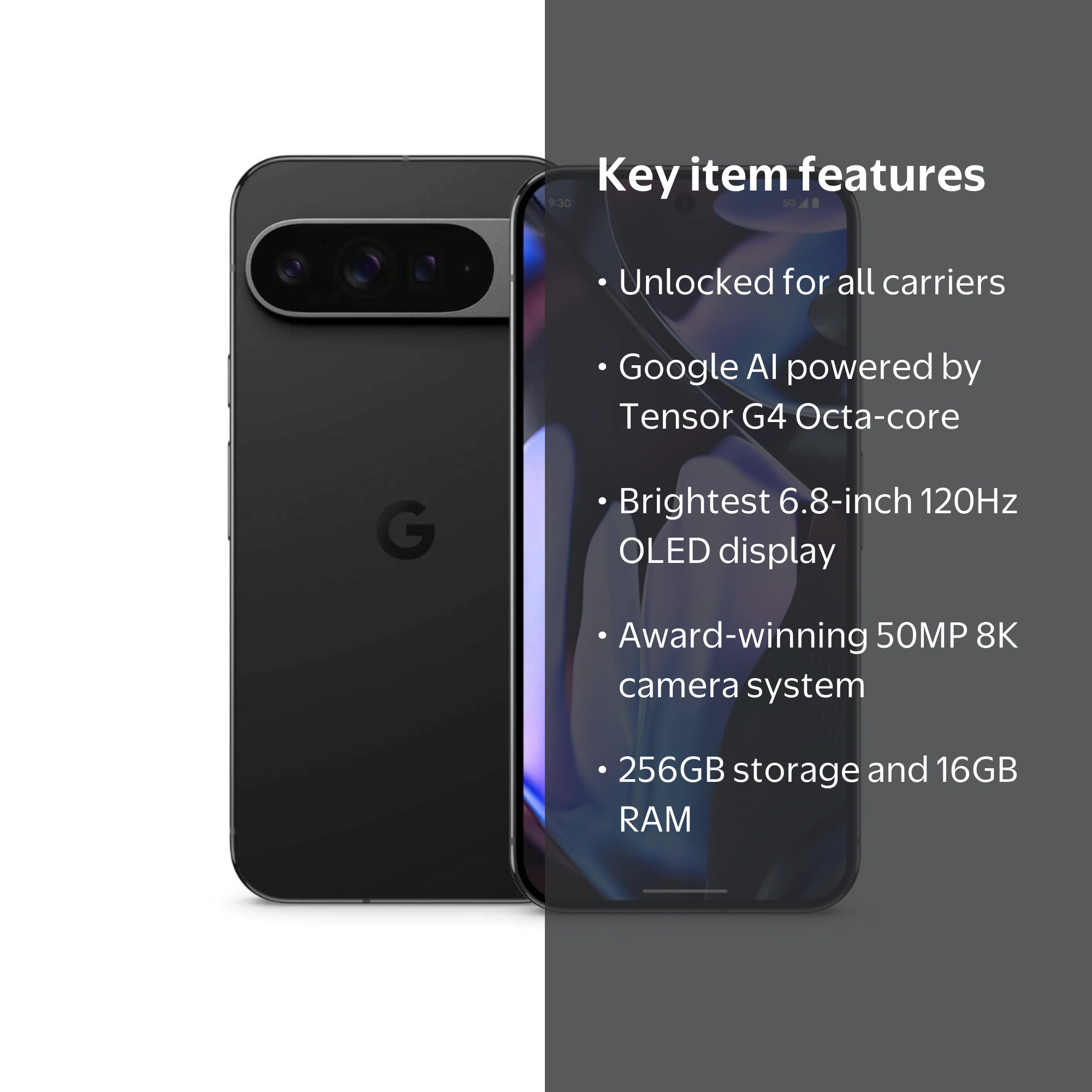 Unlocked for All Carriers Google Pixel 9 Pro XL 5G Cell Phone 6.8