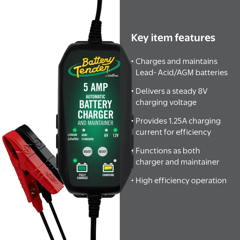 Battery Tender 12 Volt, 5 Amp Battery Charger for Lead-Acid