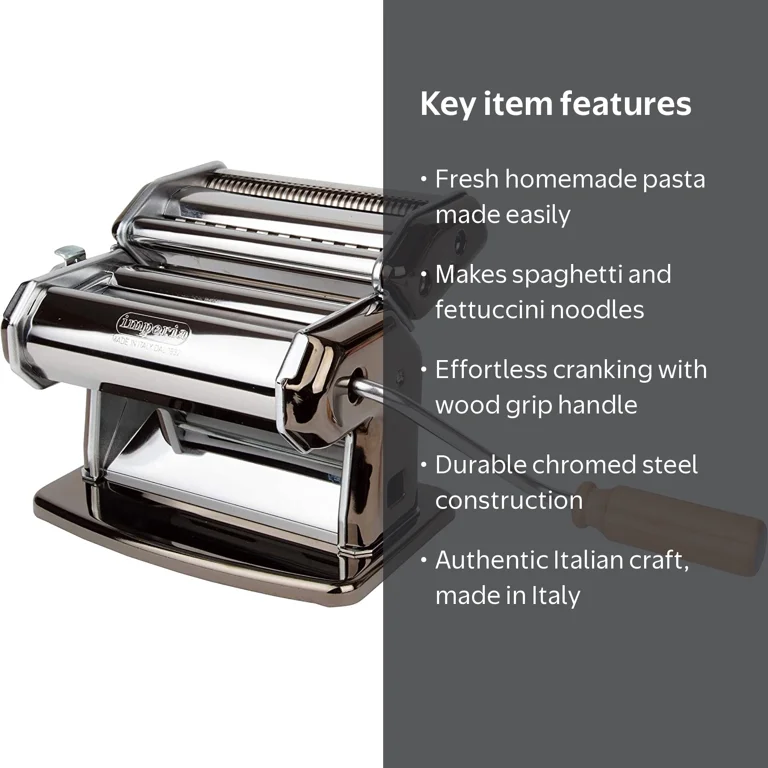 Imperia Pasta Maker Machine, Black, Made in Italy - Heavy Duty