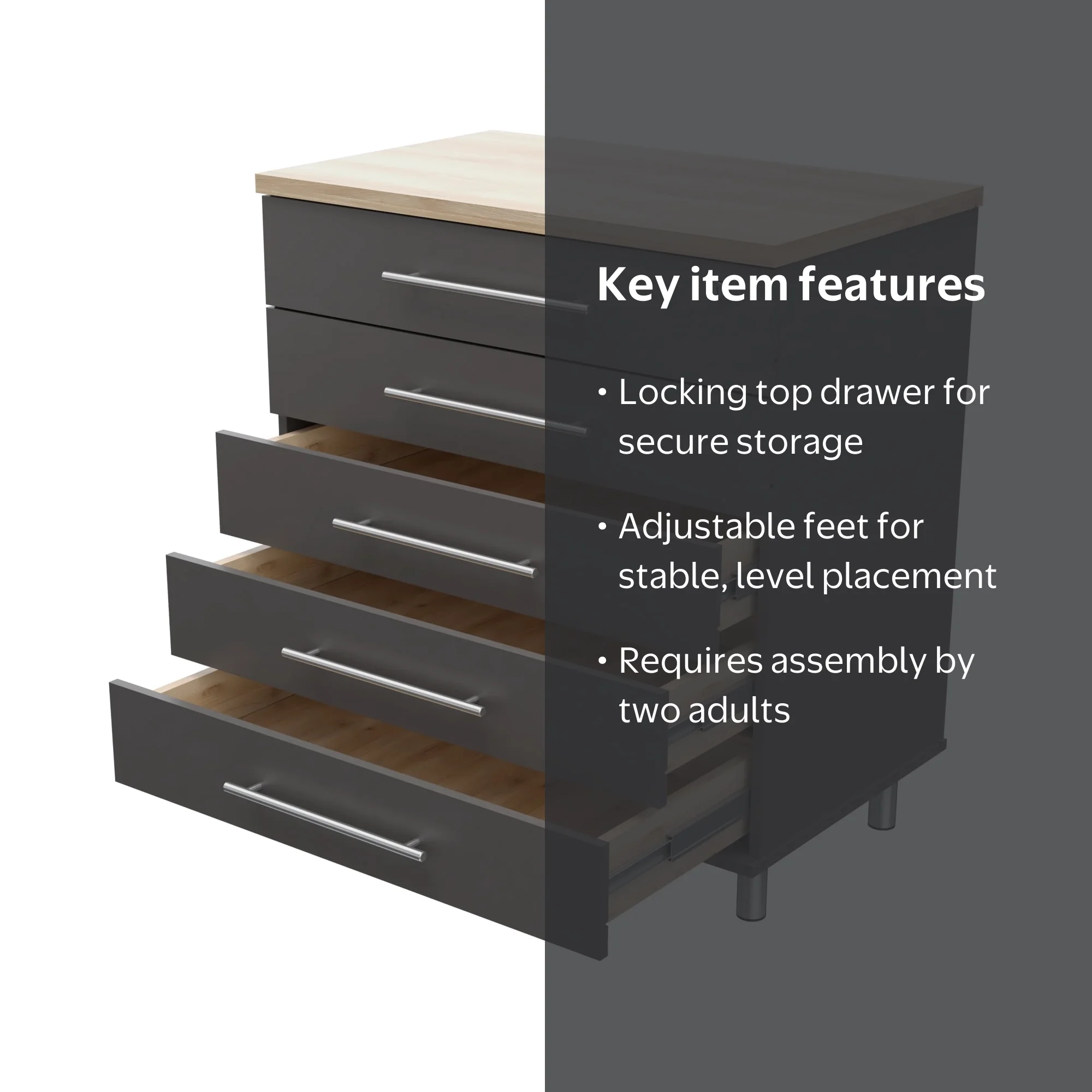 Inval Kratos Multipurpose Storage Cabinet, 5-Drawer, Tall Wood