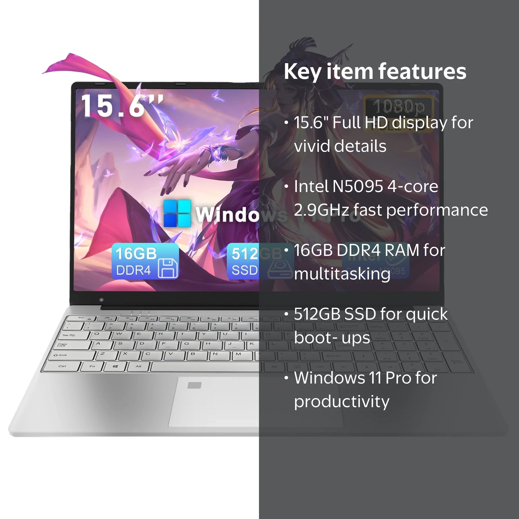 SANPTENT 15.6 Windows 11 Pro Laptop Computer, 16GB RAM 512GB SSD