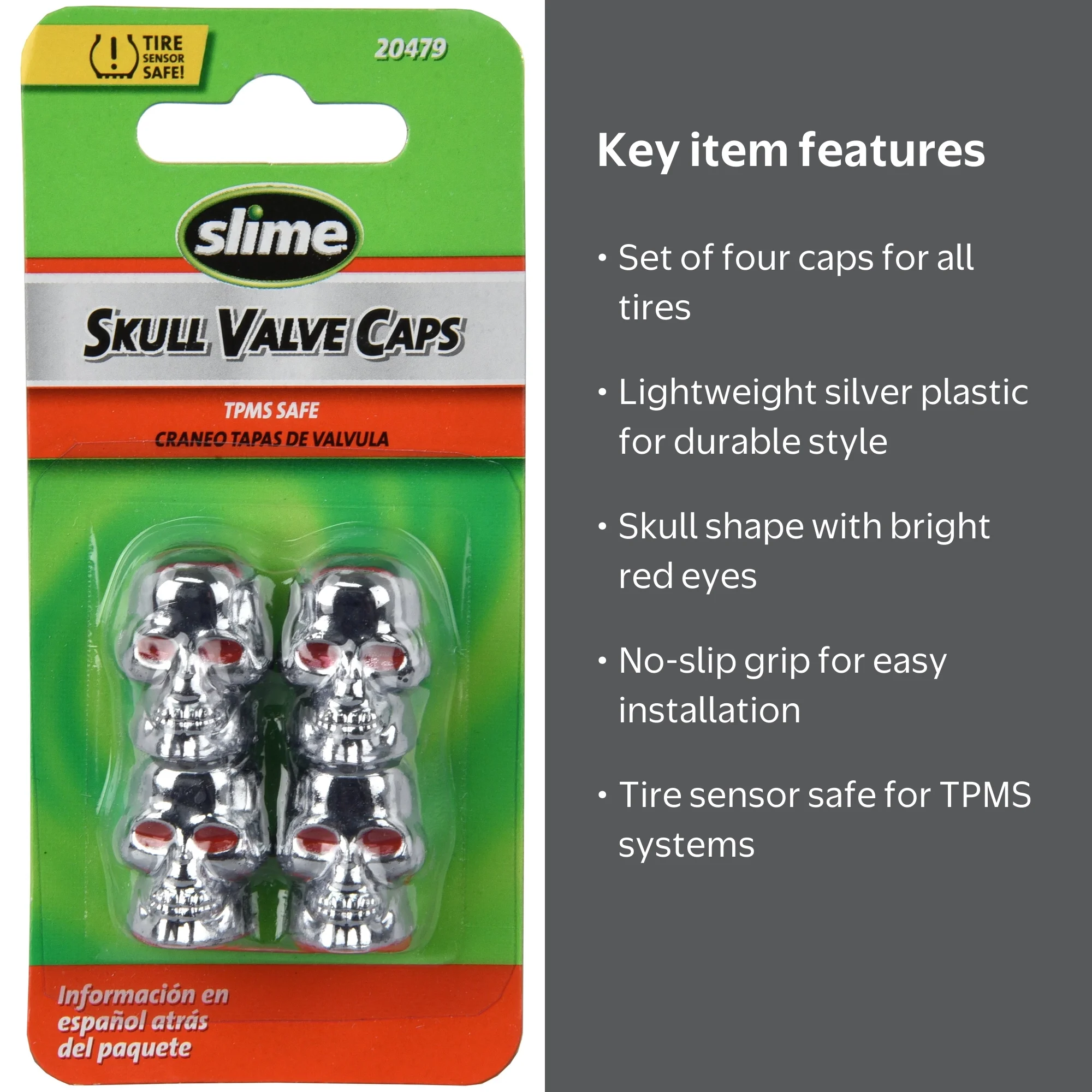 Slime Skull Replacement Tire Valve Caps Plastic - 20479w - Walmart.com
