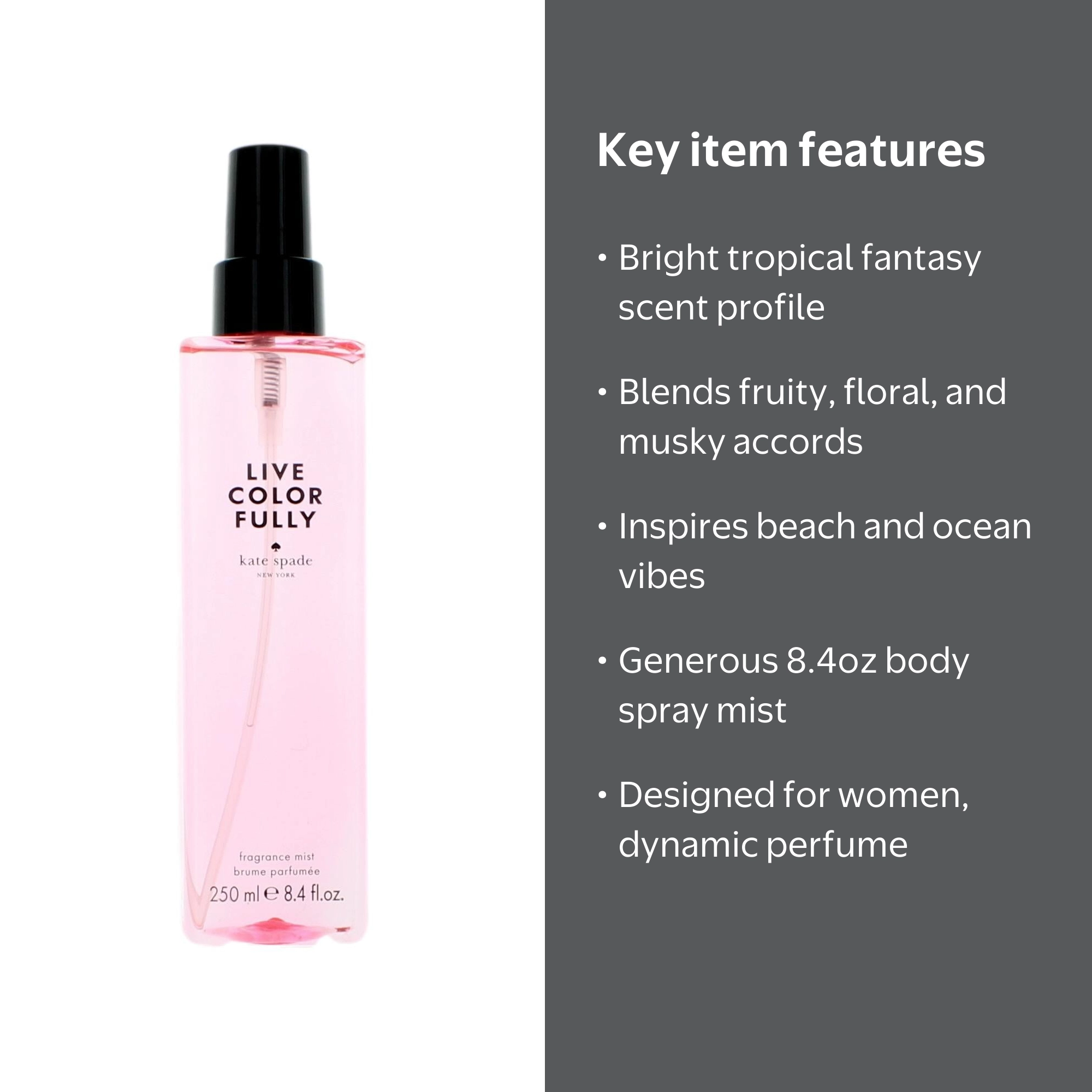Kate Spade Live Colorfully Fragrance Mist Spray for Women, 8.4 oz