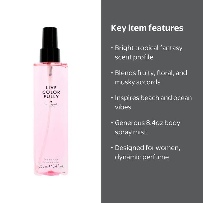 Kate Spade Live Colorfully Fragrance Mist Spray for Women, 8.4 oz