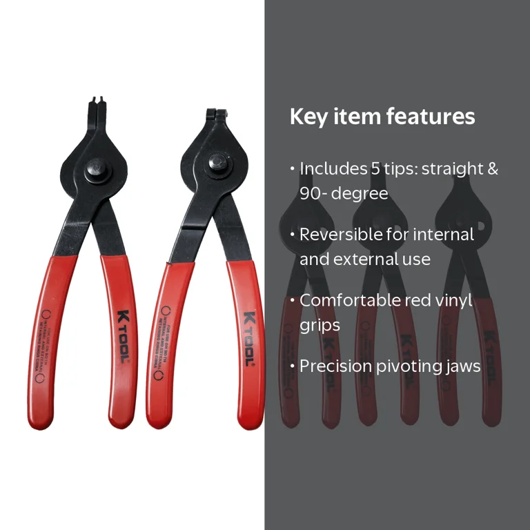 K-Tool 55001 5-pc Heavy Duty Reversible Snap Ring Plier Set