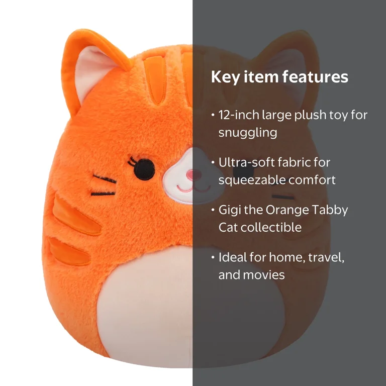 Squishmallows FuzzAMallow 12 inch Gigi the Orange Tabby Cat Plush