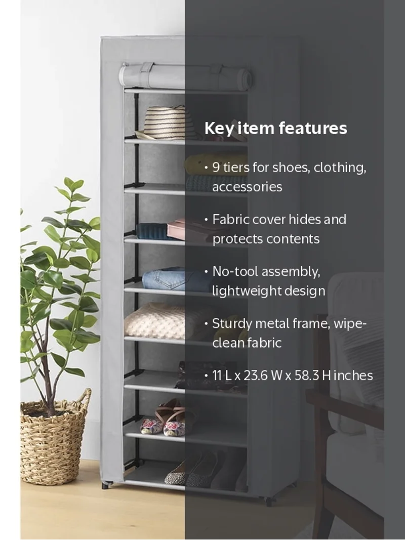 Whitmor Spacemaker Storage Rack with Fabric Cover, Space-Saving
