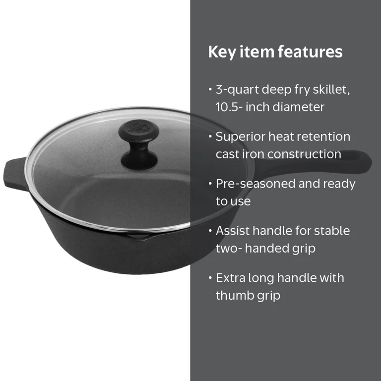 Old Mountain 3 Qt Deep Fry Skillet with Lid 10.5 in X 3 in