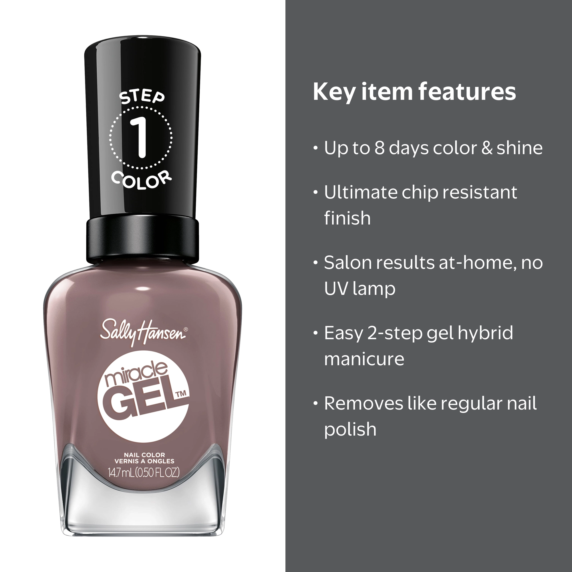 Sally Hansen, Miracle Gel Nail Polish, 0.5 fl oz, to the Taupe