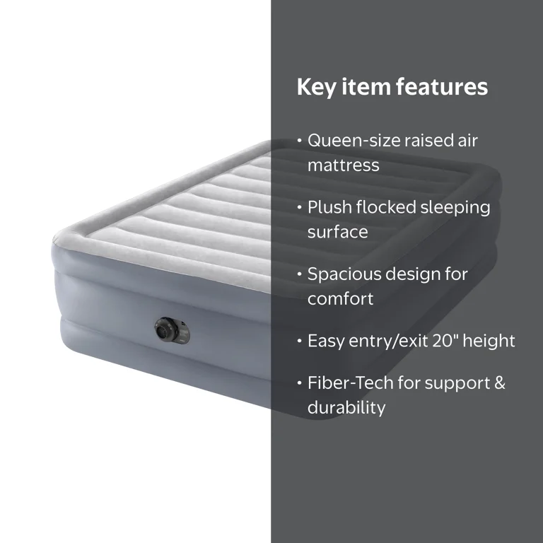 Intex, Queen Dura-Beam Deluxe Raised Air Bed, 20