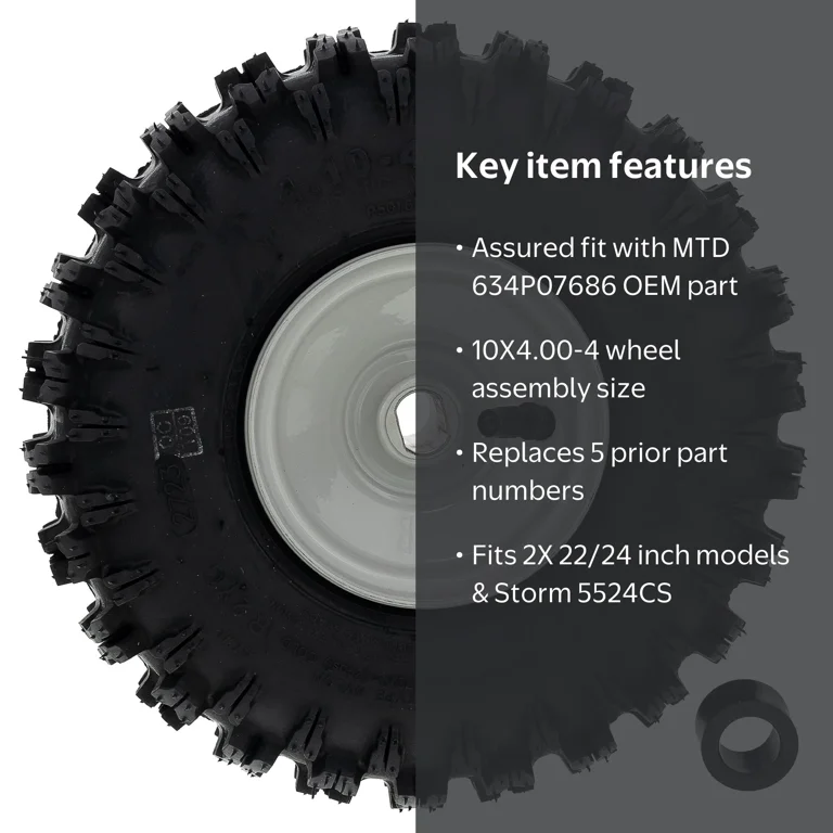 MTD, Wheel Assembly, 634P07686, 10x4.00-4 Troy-Bilt Craftsman