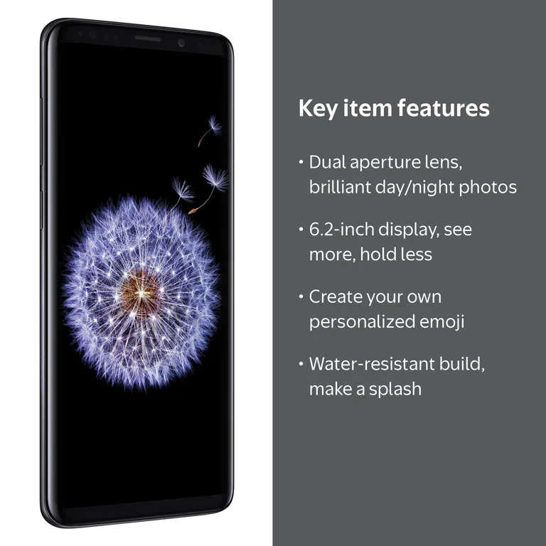 Samsung, Galaxy S9+ Smartphone, 6.2 inch, Unlocked, Black