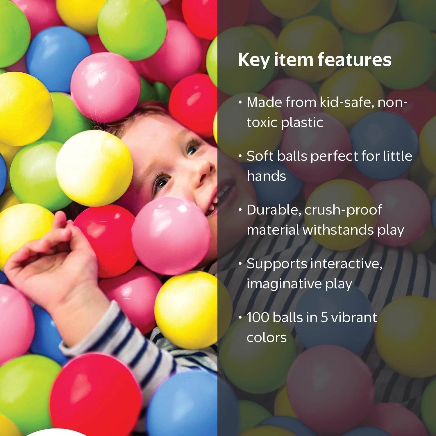 Antsy Pants, Ball Pit Balls, 100 Pack, 5 Bright Colors for