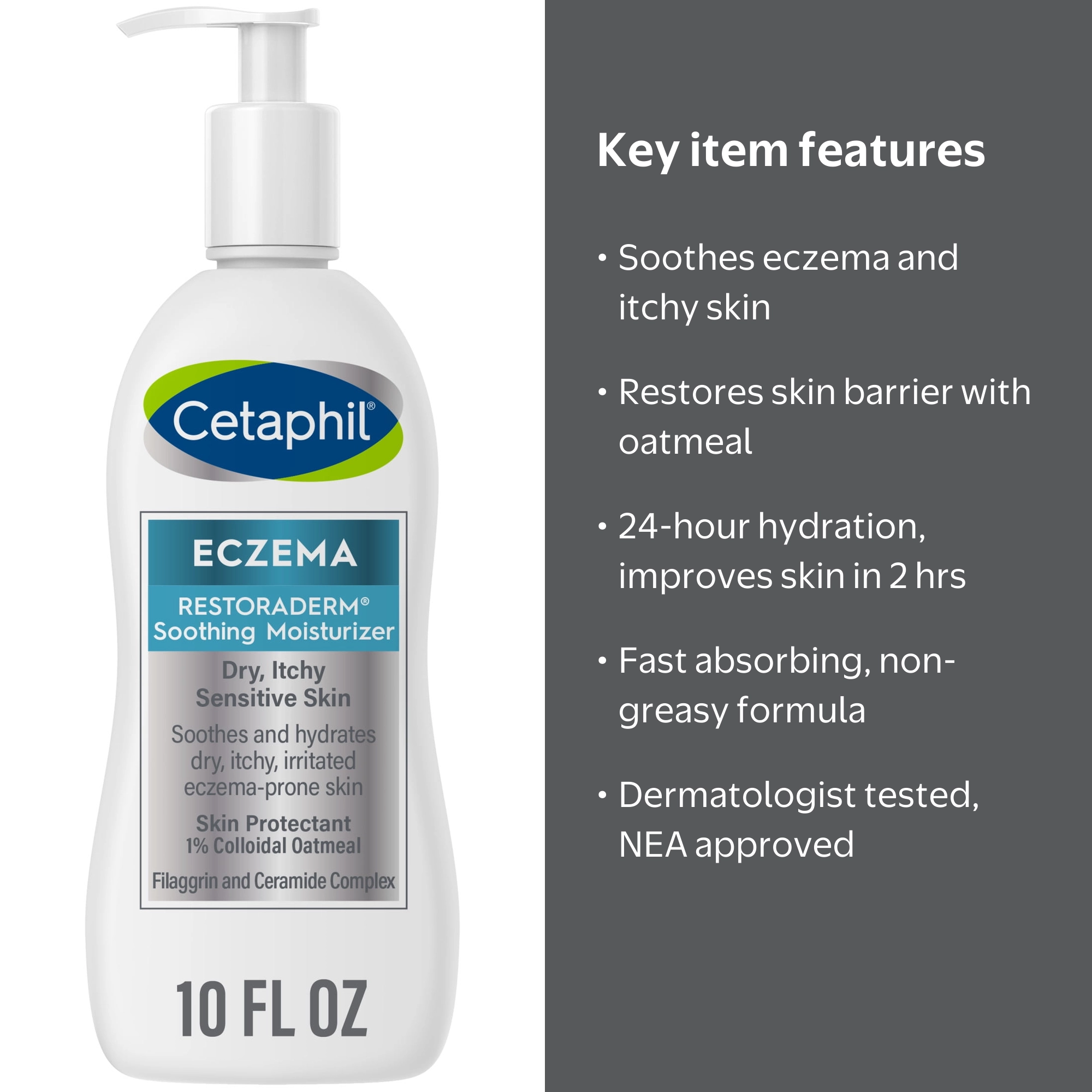 Cetaphil Pro Eczema Soothing Moisturizer, 10 oz, Cream Relief for