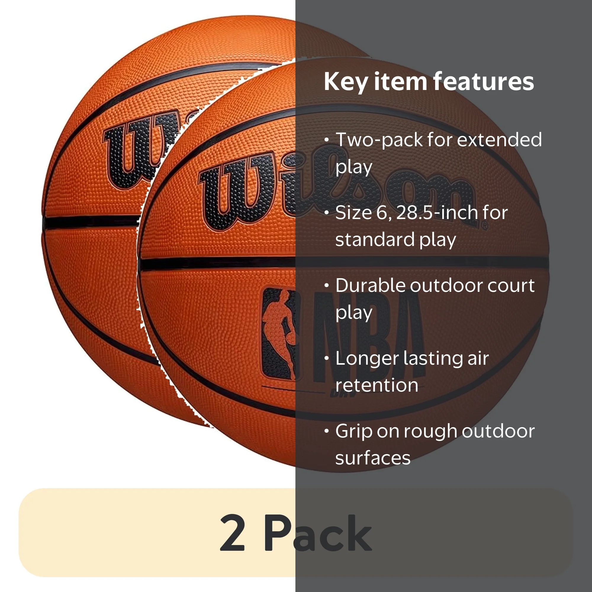2 pack) Wilson NBA DRV Outdoor Basketball - Brown, Size 6 - 28.5