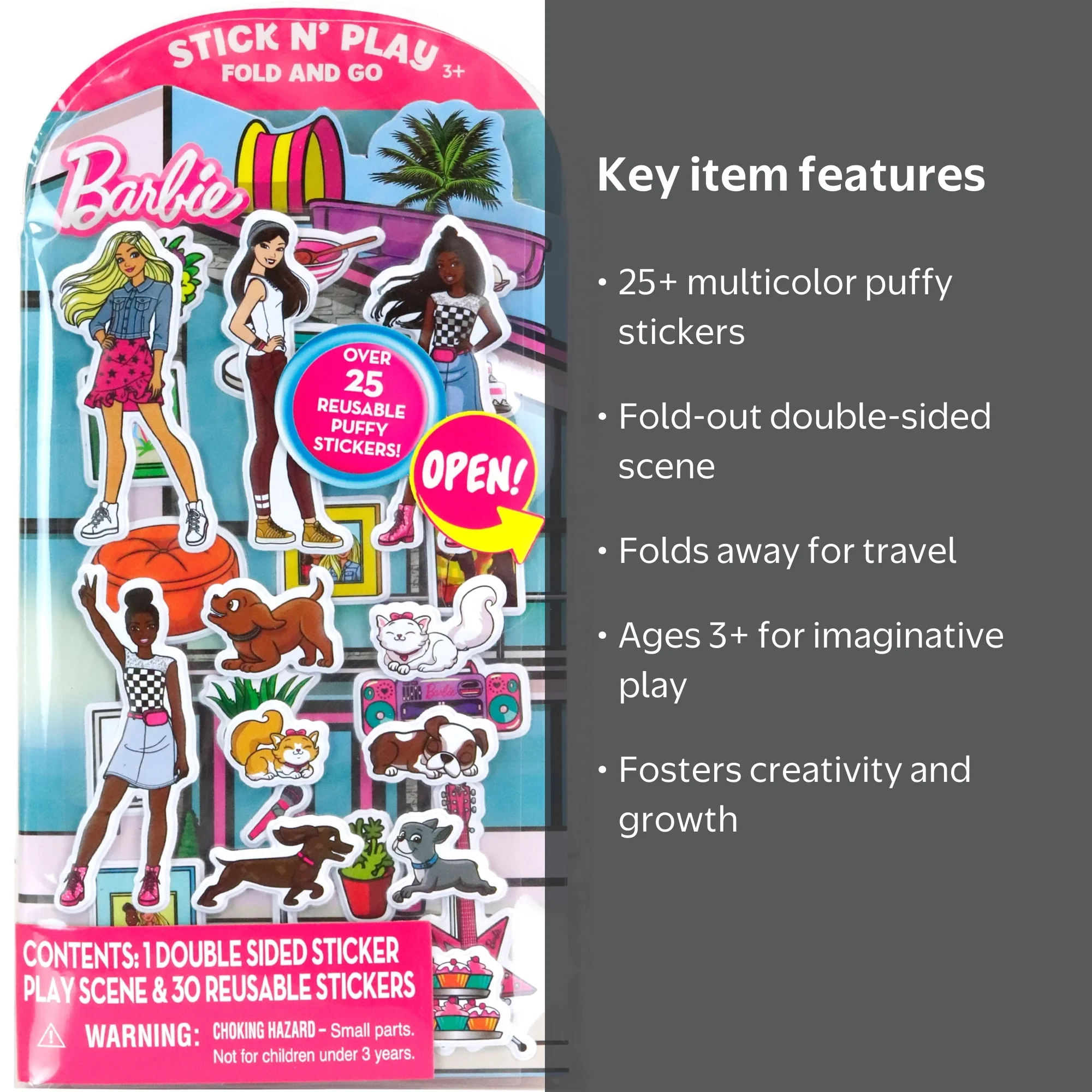 Barbie Stick and Play, Fold and go with 25 Multicolor