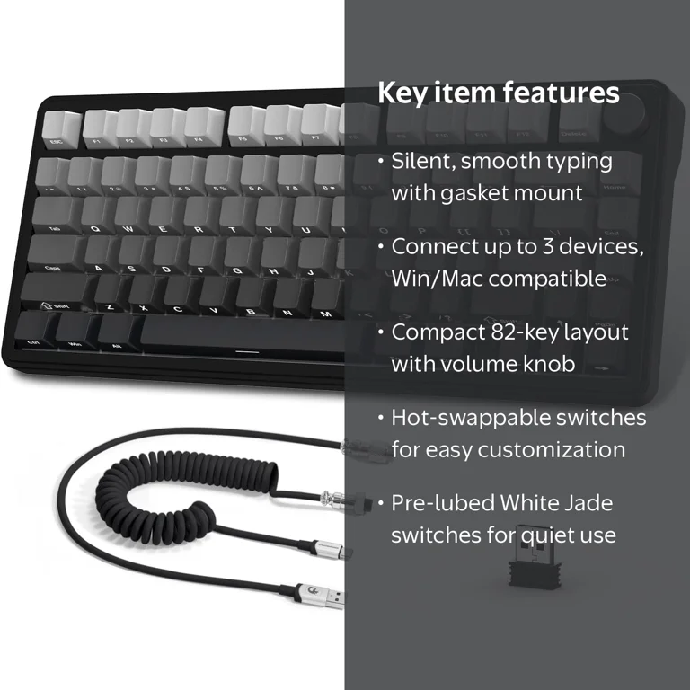 ATTACK SHARK X85 75% Mechanical Gaming Keyboard and Coiled Cable