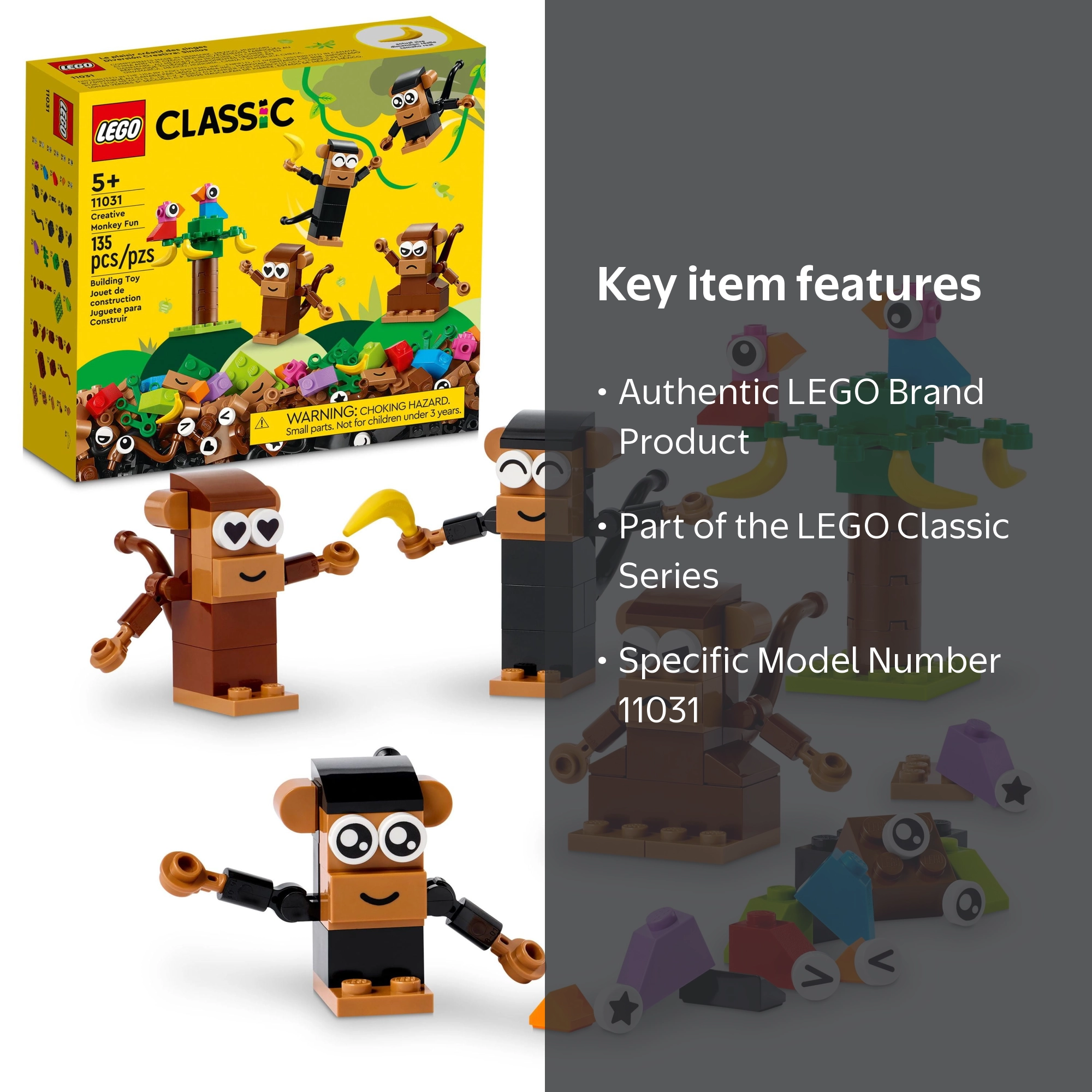 LEGO Classic Creative Monkey Fun 11031 Kids Animal Building Toy