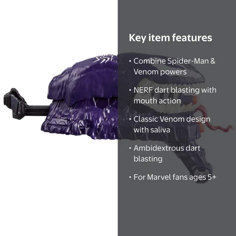 Spider-Man, VenomStrike Blaster, includes NERF darts, Marvel hero