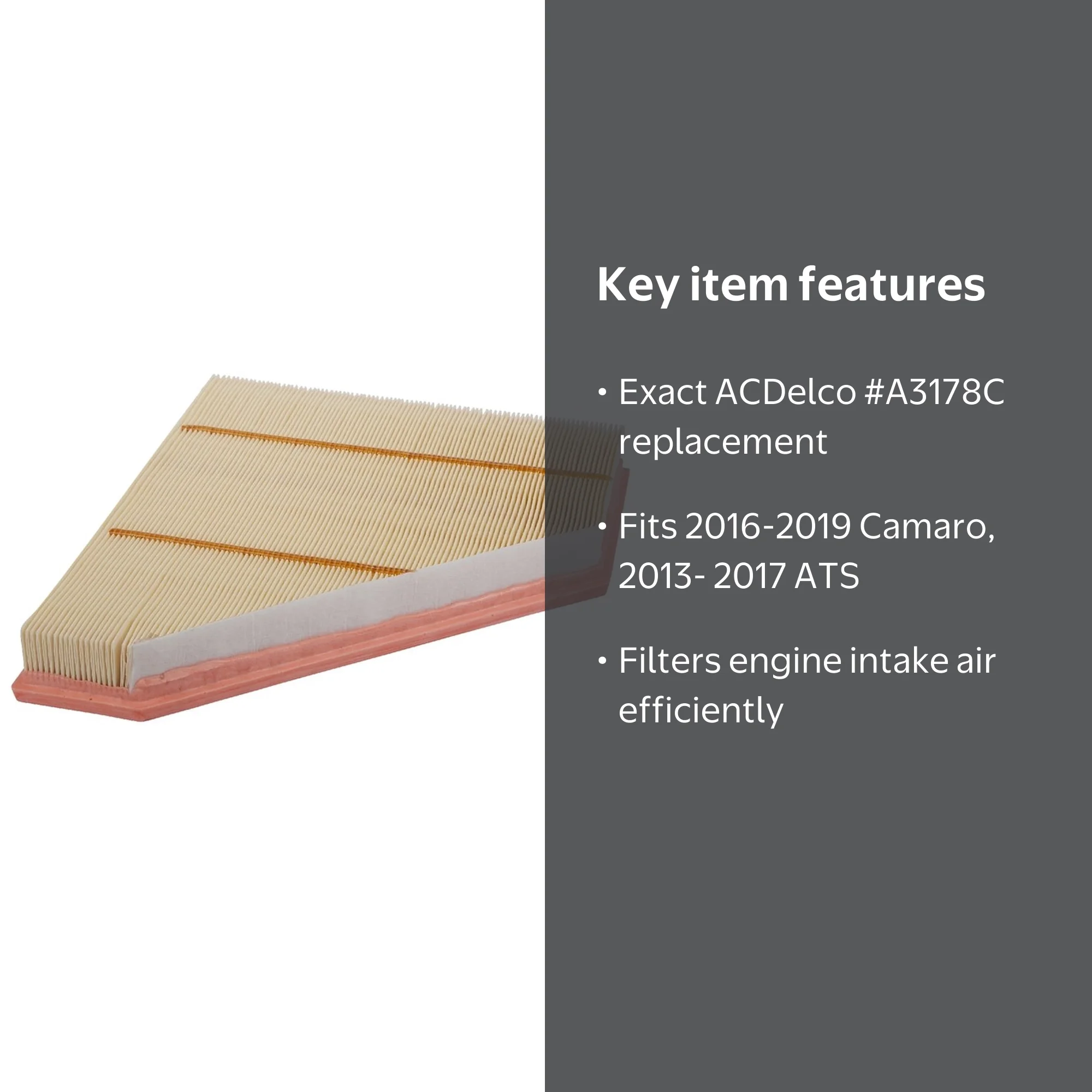 ACDelco #A3178C Air Filter Fits select: 2016-2019 CHEVROLET CAMARO