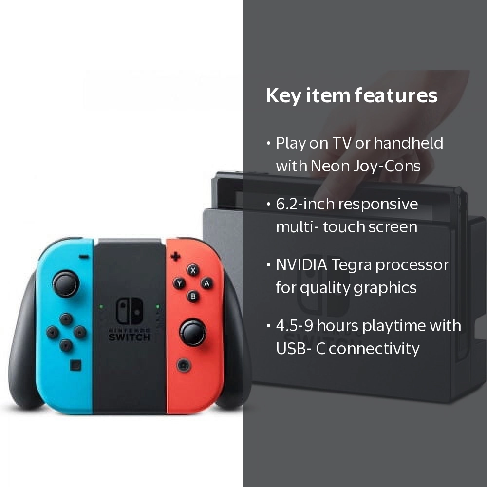 Nintendo Switch System - TV Mode, Neon Blue & Red Joy-Con Console
