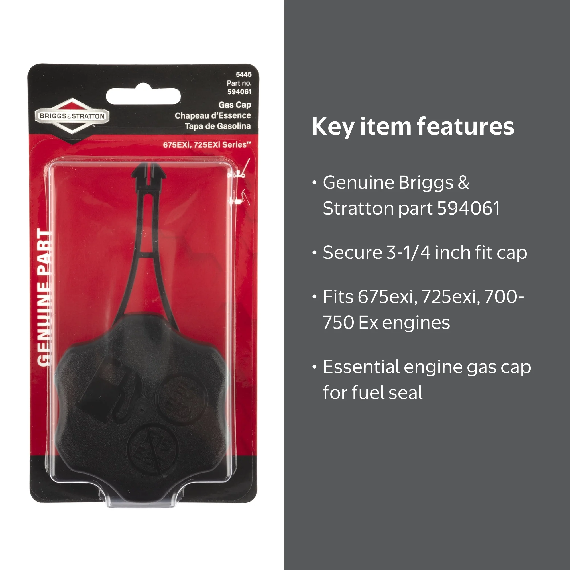 Briggs & Stratton, Gas Cap, 594061, Fits 675exi and 725exi Engines