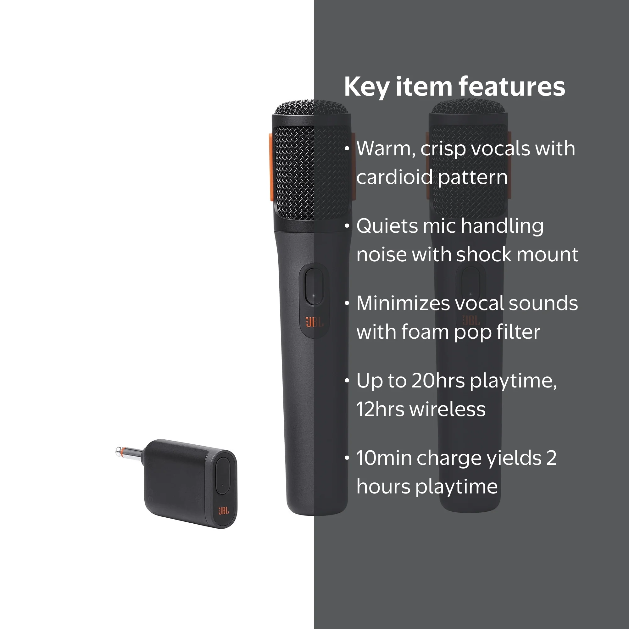 JBL PartyBox Wireless Mic - Black, Compatible with All PartyBox