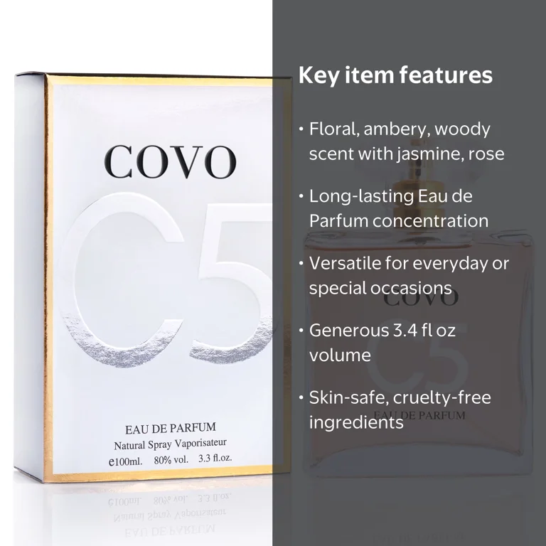 Covo C5 Eau de Parfum for Women, 3.4 fl oz, Floral Woody Long